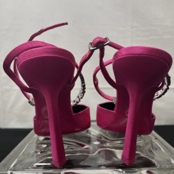 Alexander Wang Pink Crystal-Embellished Logo Heels - Picture 3 of 4
